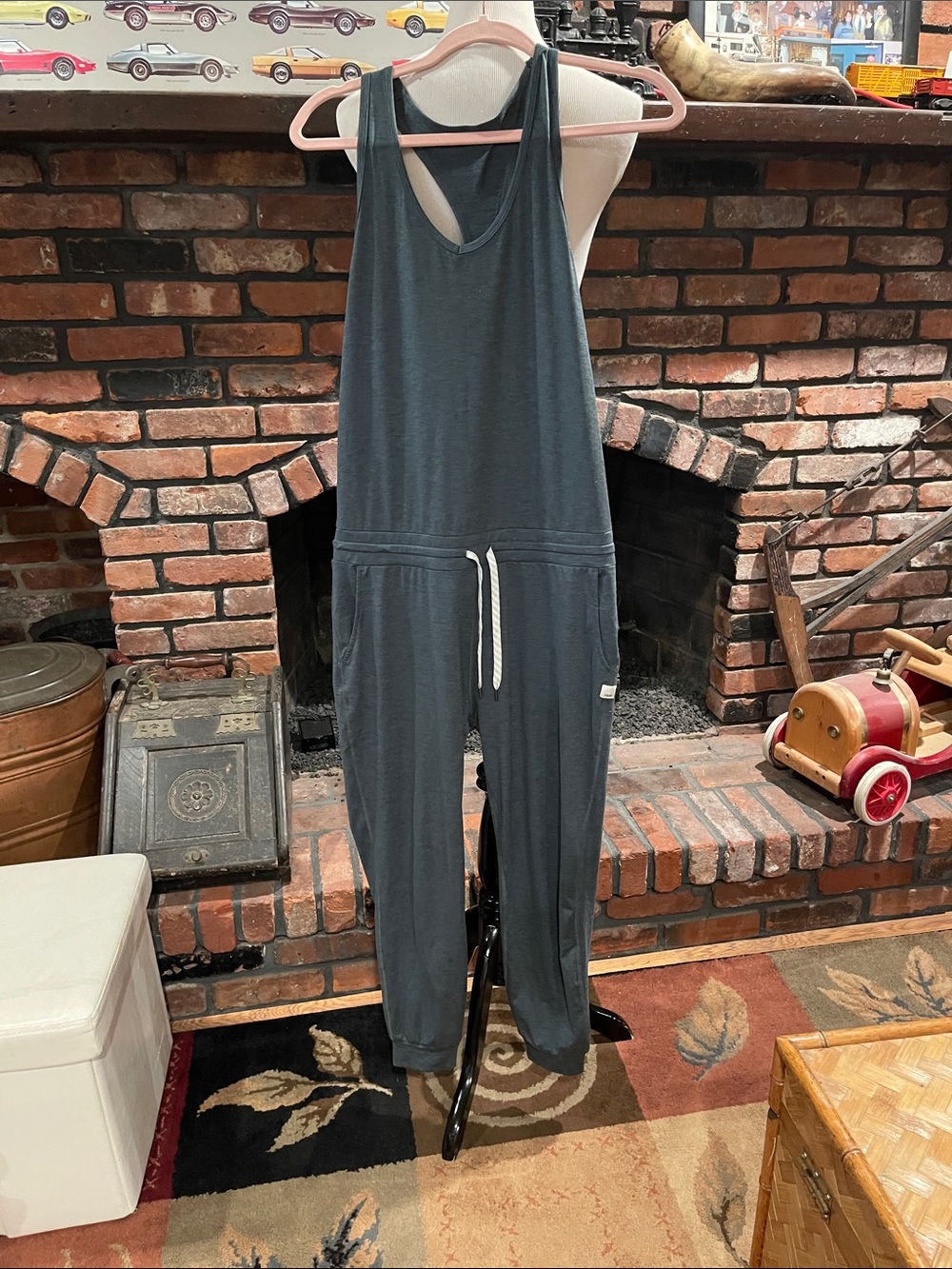 Vuori Relaxed Tank Jumpsuit in heathered Slate size small
